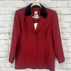 Jane Seymour NWT Preppy Red Wool Blazer Size 16PT Old Money VTG